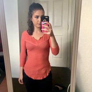 Almost Famous Tops - Peach long sleeve blouse/shirt Almost Famous Tops - Peach long sleeve blouse/shirt